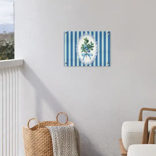 Illustratie - Bessen - Blauw - Strepen tuinposter los doek klein -sfeer8