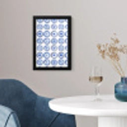 Borden - Bloemen - Patroon - Blauw fotolijst zwart zonder passe partout klein 224 -sfeer4