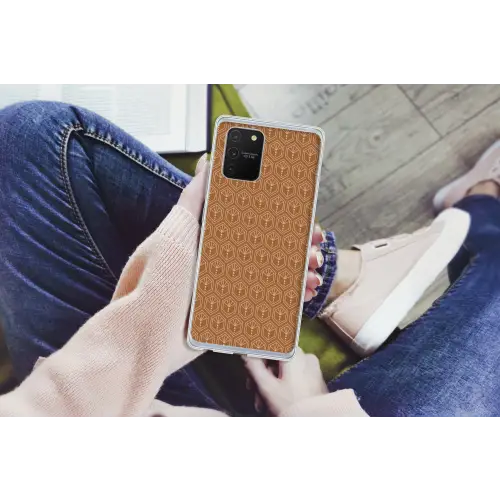 Bruin - Roze - Geometrisch - Patroon Telefoonhoesje Samsung Galaxy S10 Lite klein 364 -handS10Lite