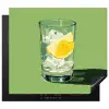 Glas - Citroen - Ijsblokjes - Groen Inductie beschermer vinyl 3mm middel -3d
