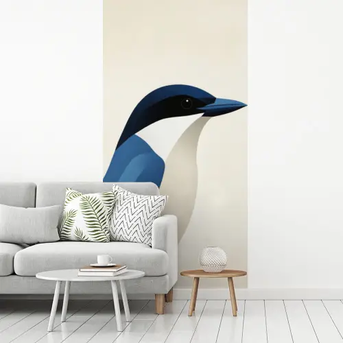 Illustratie - Blauw - Vogel fotobehang vinyl groot -woonkamer