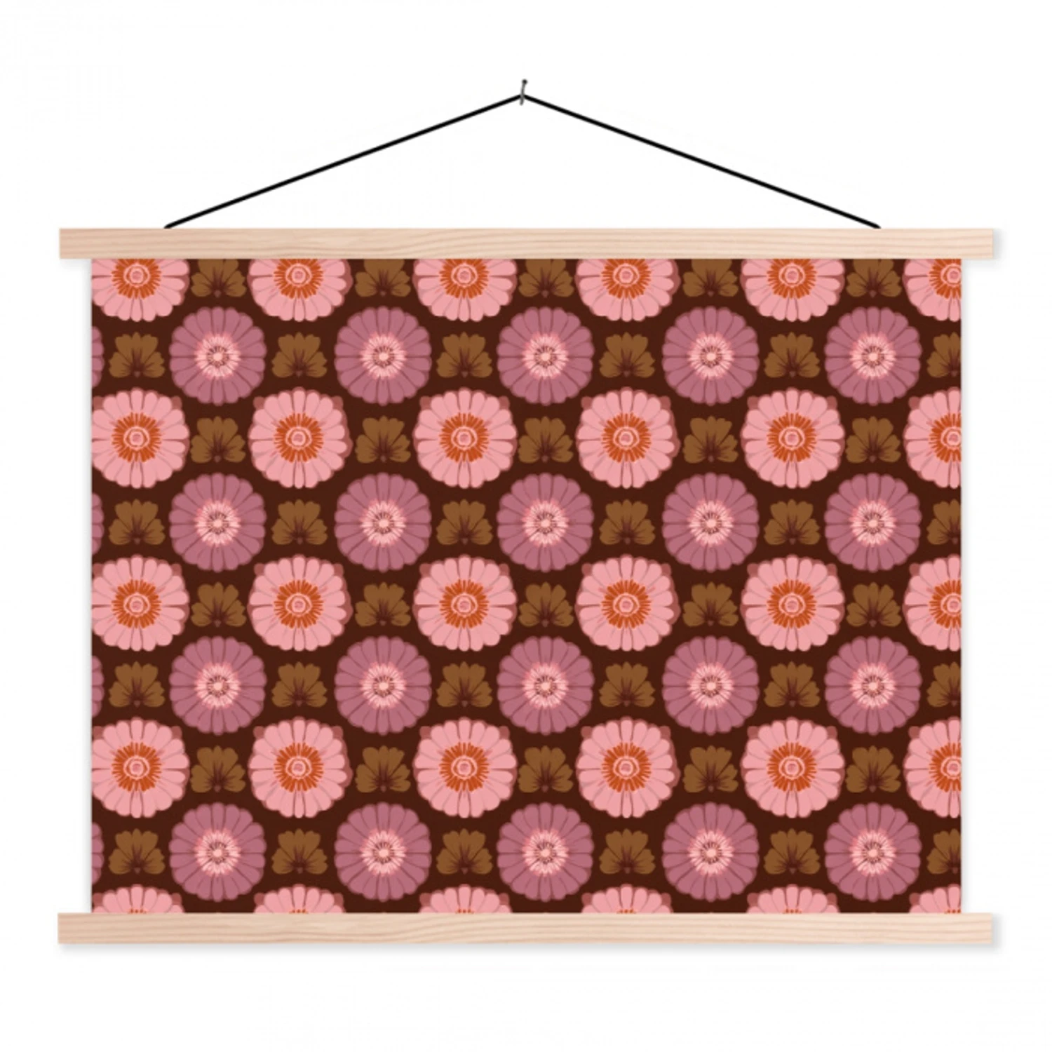 Retro - Madelief - Roze textielposter latten blank klein 122 -3d