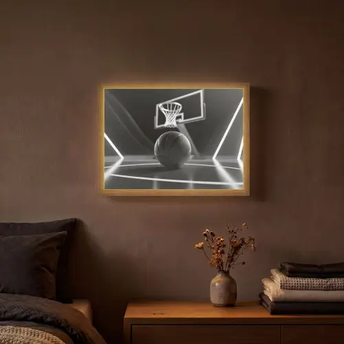 Basketbal - Basketbalveld - Lichtlijnen Light Box met batterij (Wandlamp) middel -sfeer4