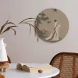 Vrouw - Azië - Kunst - Beige Akoestische PET Vilt - Rond klein -sfeer3