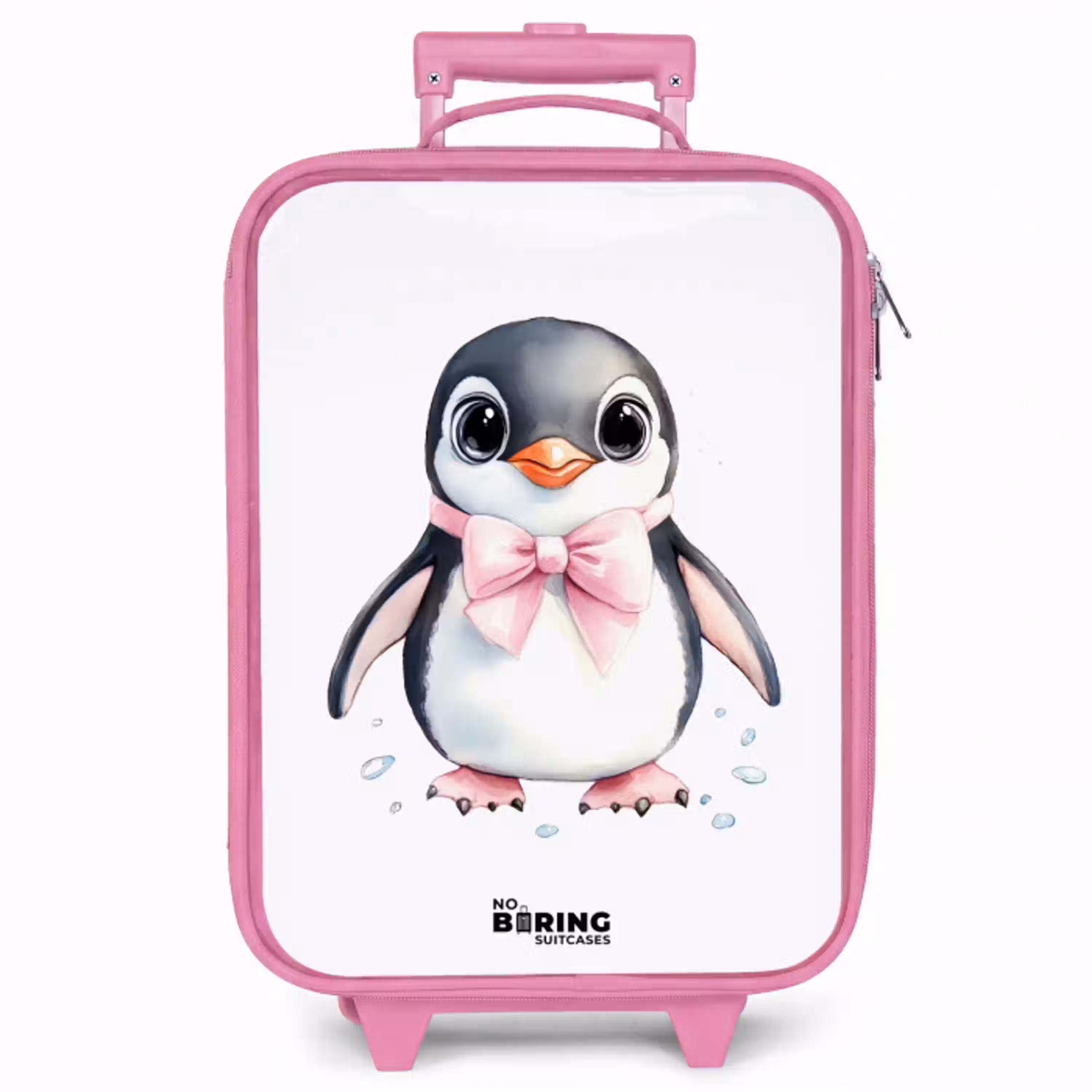 Pinguïn met roze strik en ijsdruppels Kinderkoffer - Roze klein -zzz_website3d