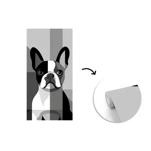 Buldog - Zwart - Abstract - Vlakken fotobehang vinyl groot -3d