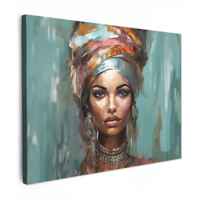Canvas schilderij - Vrouw - Kunst - Sieraden - Portret