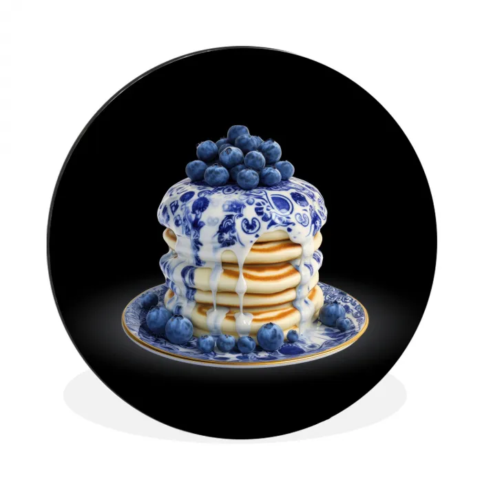 Pannenkoeken - Blauwe Bessen - Bord Wandcirkel aluminium klein -3d
