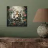 Tijger - Vlinders - Dieren - Jungle - Bloemen aluminium wit klein -sfeer2