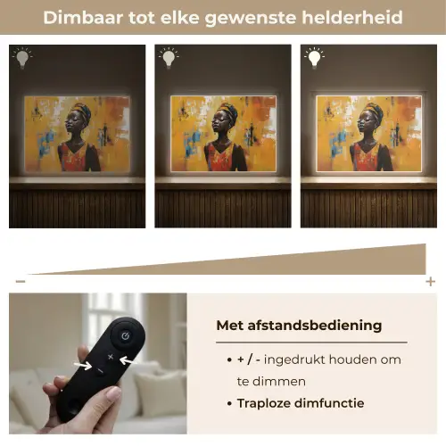 Vrouw - Ogen - Penseelstreken - Geel Light Box met batterij (Wandlamp) middel -USP_dimbaarNL