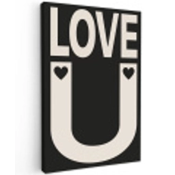 Love - Zwart - Minimalistisch canvas 2cm klein -z3d
