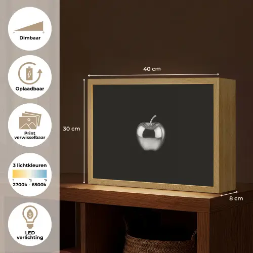 Appel - Metallic - Symmetrisch Light Box met batterij (Wandlamp) middel -USP_websiteoverzichtNL
