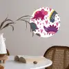 Dino - Hart - Patronen - Roze - Meisjes - Dinosaurus Wandcirkel behangsticker klein -sfeer3