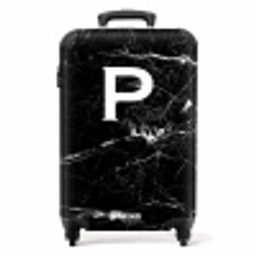 Marmer print - Letter P - Zwart NBS - Handbagage koffer - Unisex middel -productfoto_recht