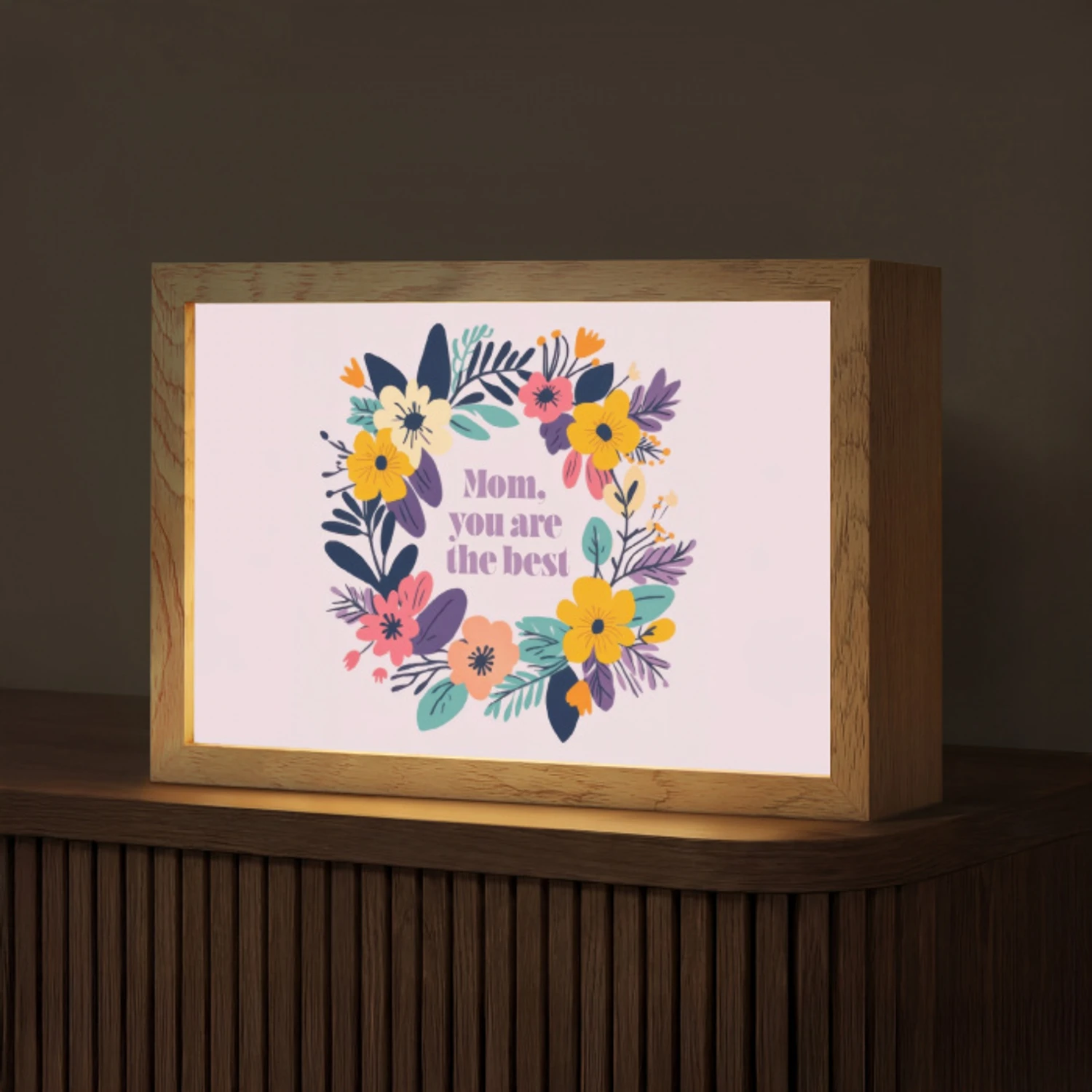 Bloemenkrans - Kleurrijk - Moeder Light Box met kabel (Tafellamp) klein -z3d_website