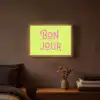 Groen - Roze bonjour - art-deco Light Box met batterij (Wandlamp) middel -sfeer4