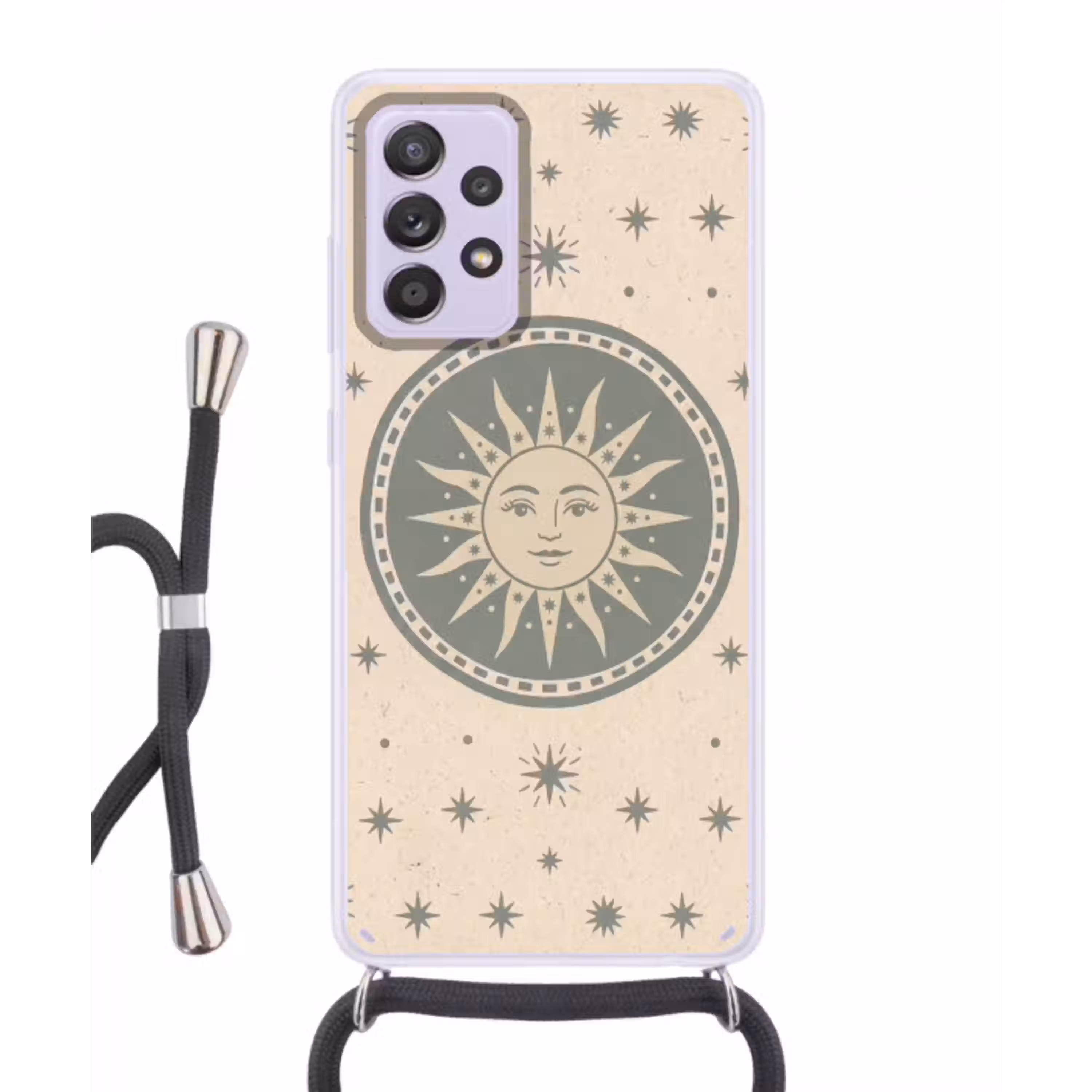 Zon - Sterren - Astrologie - Vintage - Groen Hoesje Samsung Galaxy A52 5G met koord klein -3d