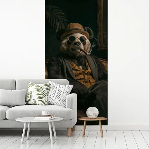 Panda - Hoed - Bril - Pak fotobehang vinyl groot -woonkamer