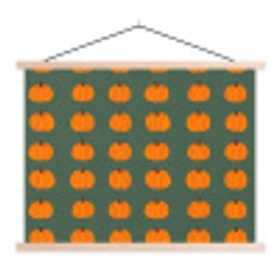 Pompoen - Patroon - Oranje textielposter latten blank klein 122 -3d