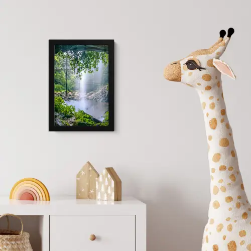 Jungle - Regenwoud - Water - Waterval - Planten fotolijst zwart zonder passe partout klein -usfeer4_kinderkamer