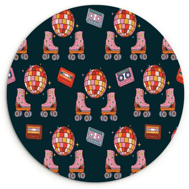 Rolschaatsen - Patroon - Disco Wandcirkel kunststof plaat 5mm dik klein 188 -3d