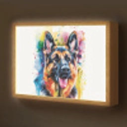 Hond - Verf - Dieren - Kleurrijk - Duitse Herder Light Box met batterij (Wandlamp kind) middel -z3d_website