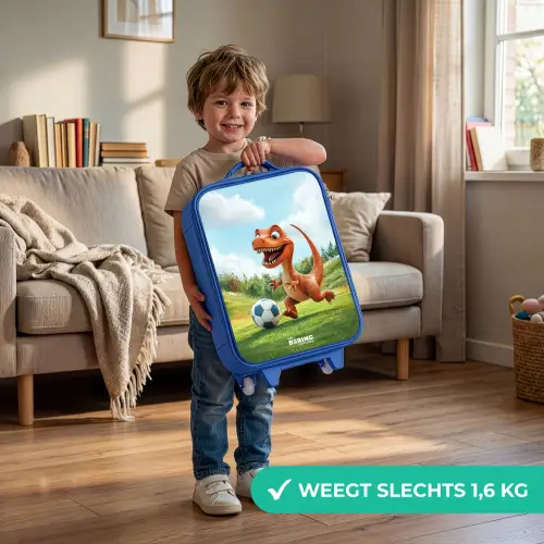 Voetbal - Dino - Sport Kinderkoffer - Blauw klein -sfeer2_NL