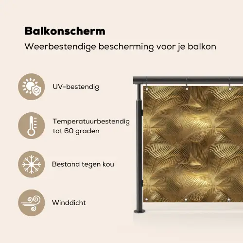 Palm - Waaier - Goud Balkonbeschermer Duitsland klein 596 -specs_NL