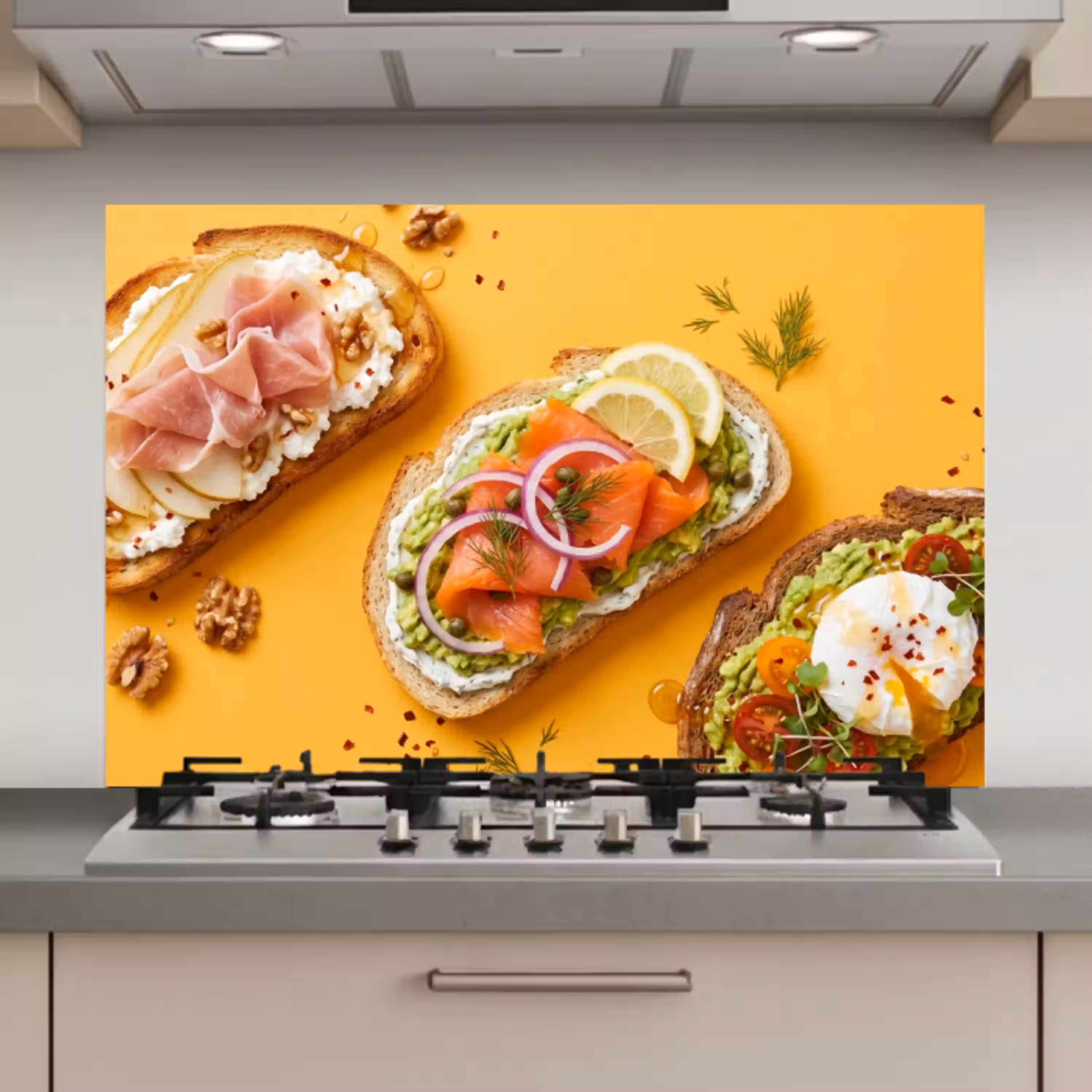 Eten - Brood - Ontbijt - Modern - Kleurrijk keuken achterwand spatscherm klein -3d_website