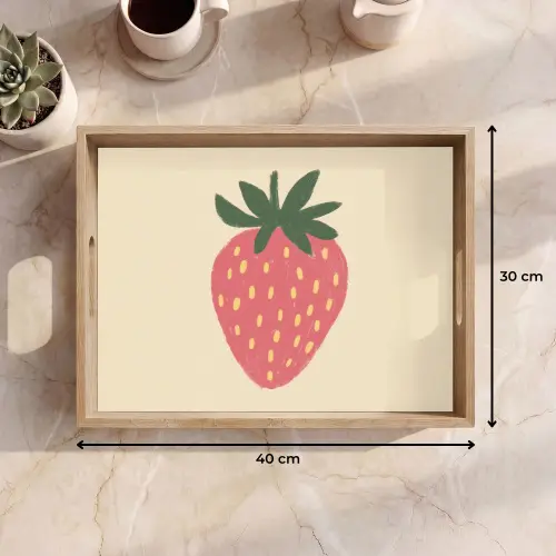 Aardbei - Minimalistisch - Rood - Fruit Dienblad Rechthoek middel -USP_Formaat