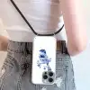 Vogel - Delfts blauw - Illustratie - Bloemen Hoesje iPhone 16 Pro Max met koord klein -sfeer5