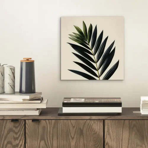 Palmblad - Donkere bladen - Subtiel aluminium wit klein -sfeer1