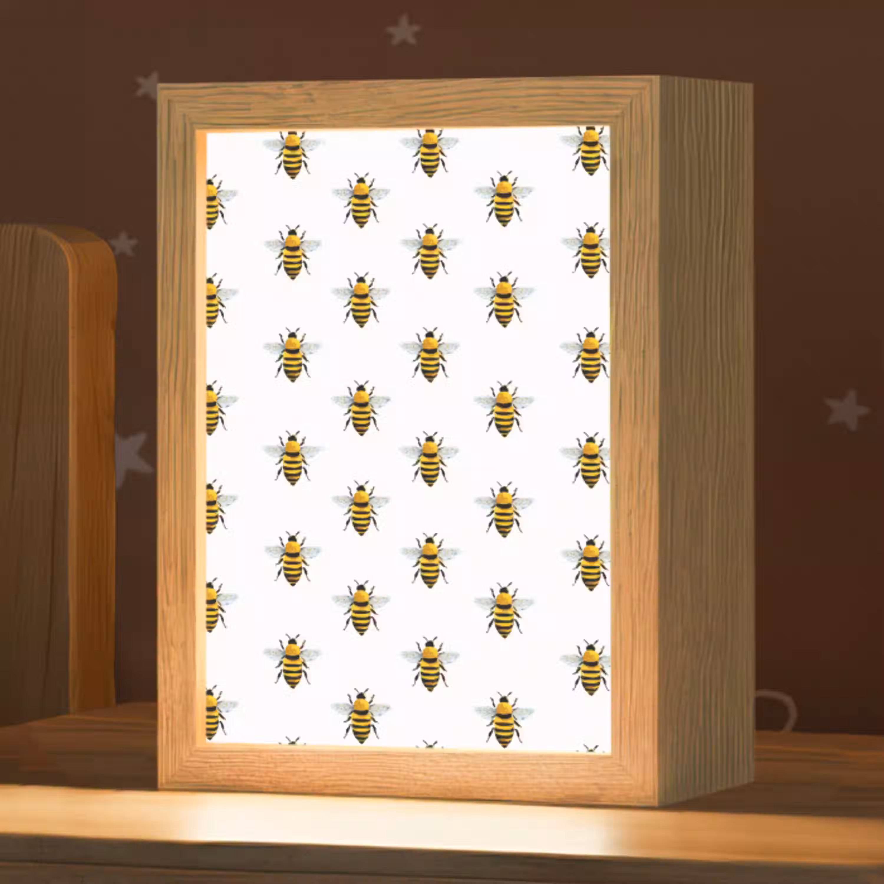 Bijen - Tijdloos - Wit Light Box met kabel (Kinderlampje) klein 904 -zzz_3d_website