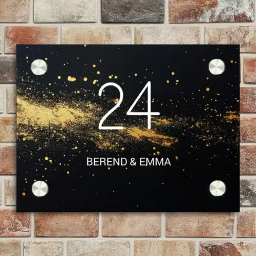 Gouden verfspatten - Klassiek Naambord Rechthoek middel -sfeer3