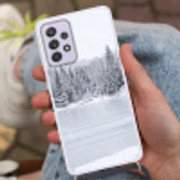 Meer - Dennen - IJs - Winter - Rustgevend Hoesje Samsung Galaxy A52 5G met koord klein -sfeer3