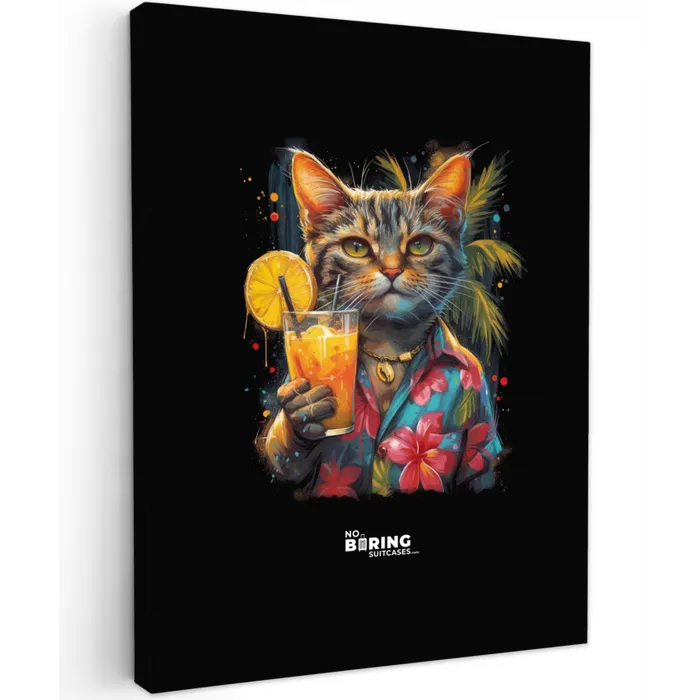 Kat in tropische street art stijl canvas 2cm klein -z3d