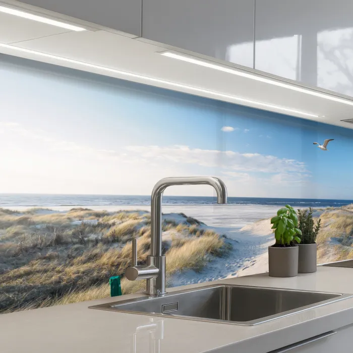 Duin - Meeuw - Strand - Zee - Zon keuken achterwand 2 middel -3d_schuin