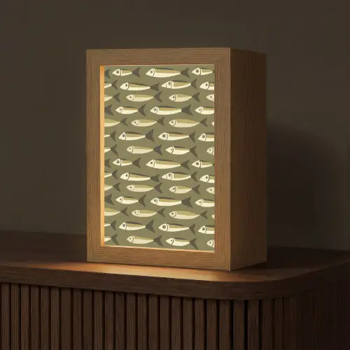 Vis - Patroon - Groen Light Box met kabel (Tafellamp) klein 925 -z3d_website