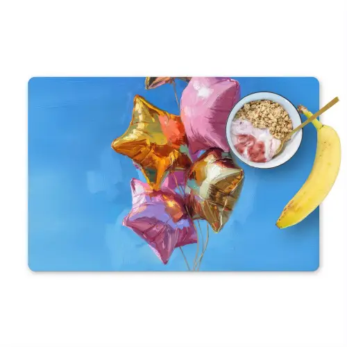 Ballonnen - Goud - Stervorm - Roze Placemat vinyl groot -zzzproduct_Kitchenyeah-website