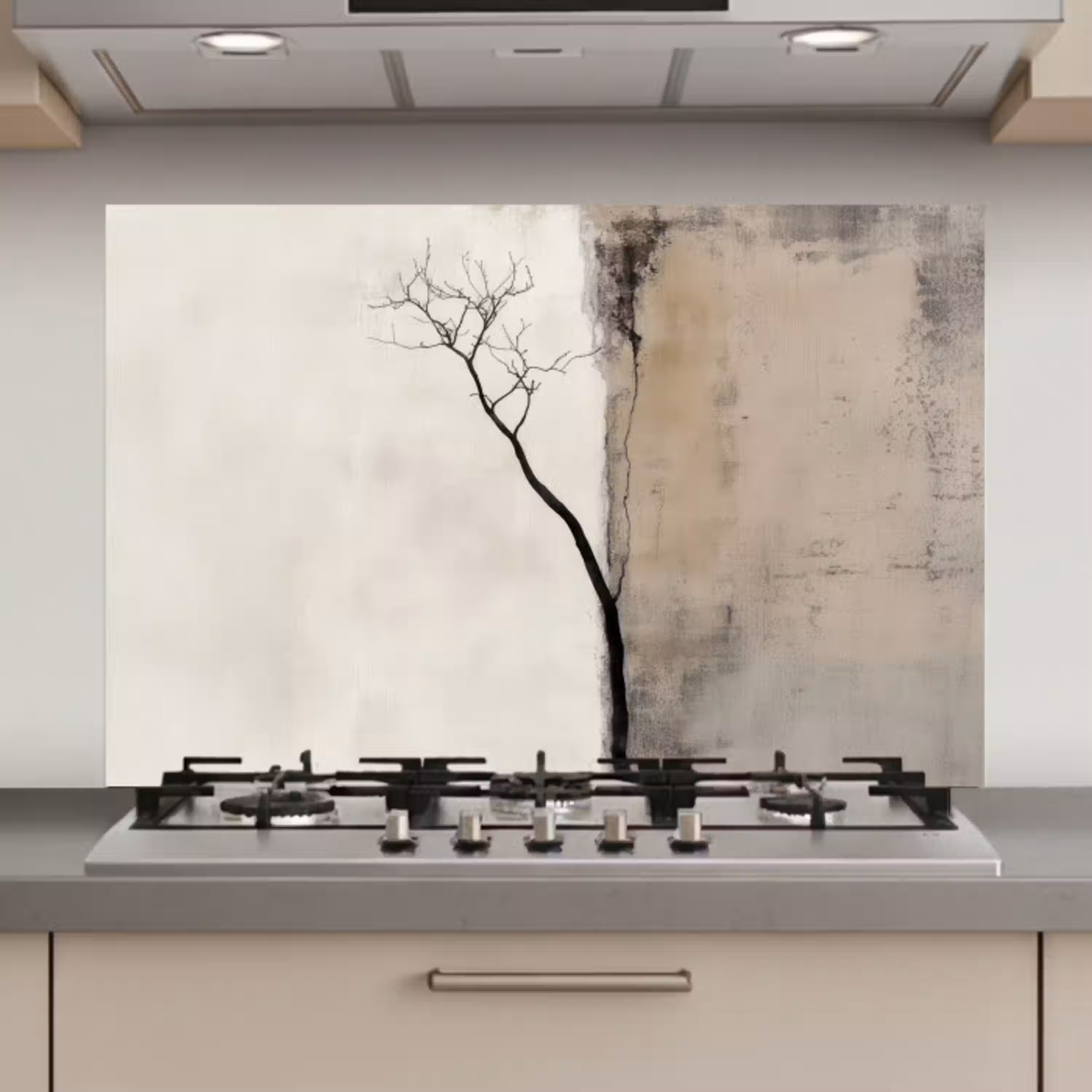 Wabi sabi - Plant - Beige keuken achterwand spatscherm klein -3d_website