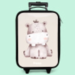 Nijlpaard op beige achtergrond illustratie Kinderkoffer - Zwart klein -zzz_website3d_nbs2