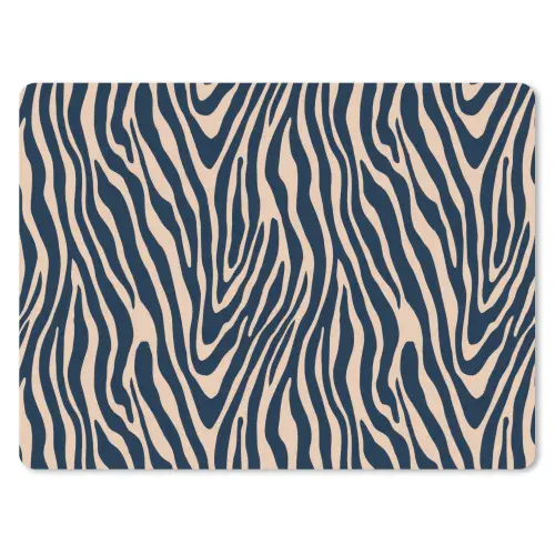 Zebra - Patroon - Blauw - Beige muismat rubber klein 262 -3d