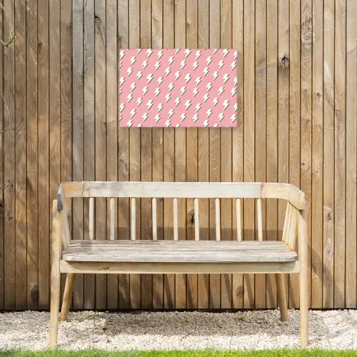 Patroon - Wit - Bliksem - Roze Tuinposter op houten frame 2 cm dik klein 845 -sfeer4