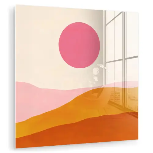 Zon - Heuvels - Abstract - Roze plexiglas 5mm klein -zzzproduct_nieuw