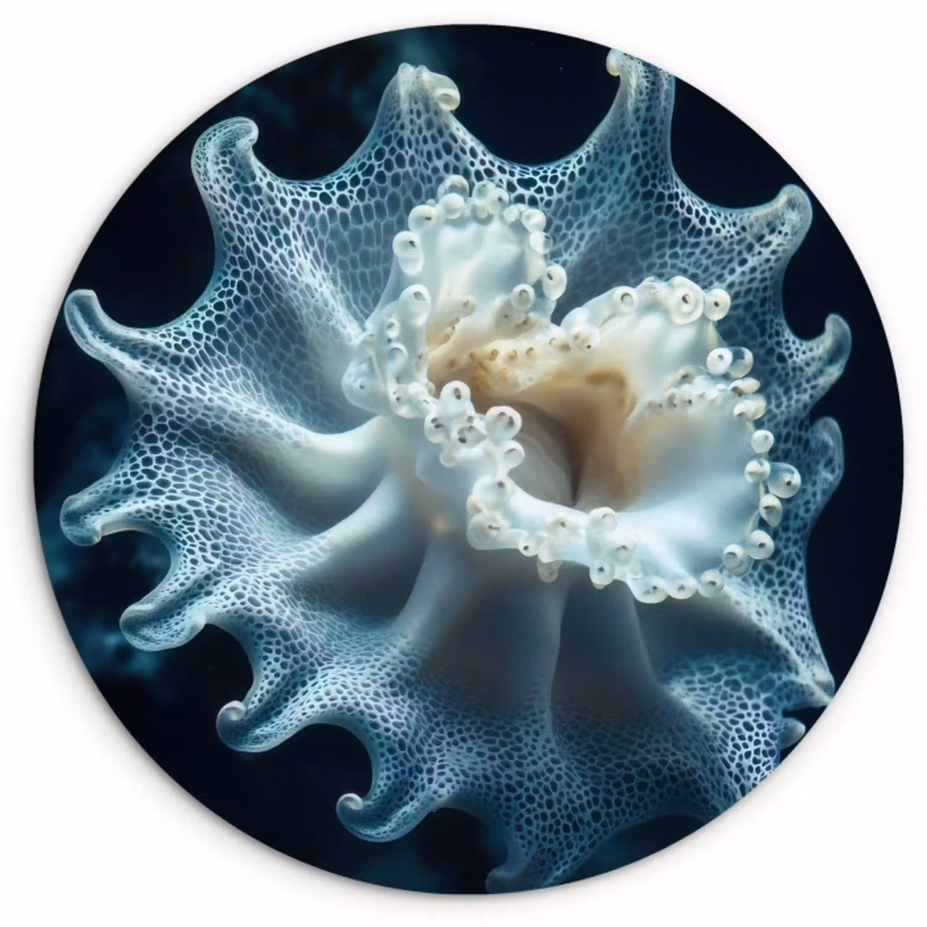 Zeewezen - Wit - Golven - Water Wandcirkel plexiglas klein -3d