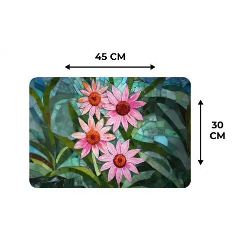 Bloemen - Roze - Glasmozaïek Placemat vinyl groot -specs