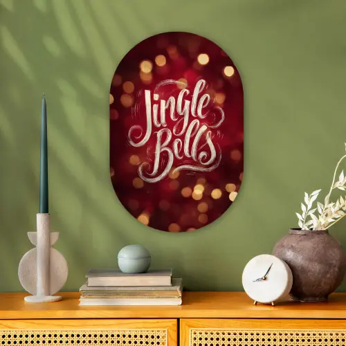 Jingle - Bells - Kerst - Rood Wandcirkel Ovaal Forex klein -sfeer2