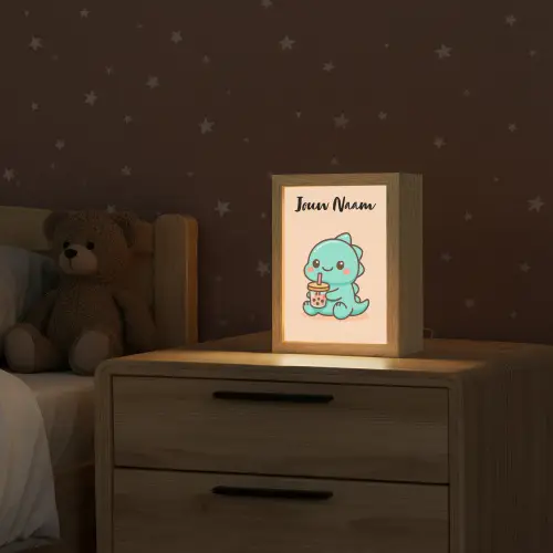 Dino - Boba - Turquoise Light Box met kabel (Kinderlampje) klein -sfeer1_kind