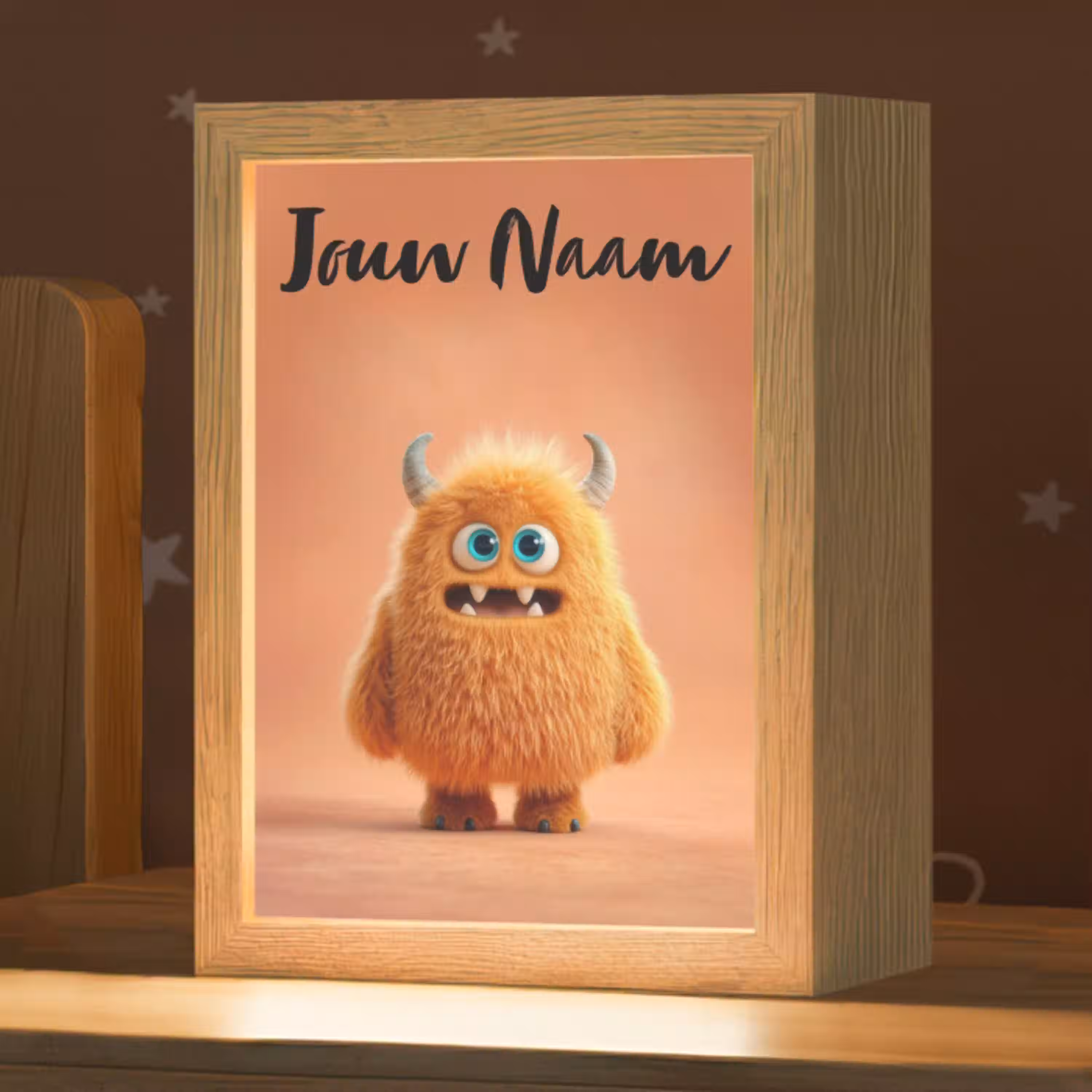 Monster - Knuffel - Oranje Light Box met kabel (Kinderlampje) klein -zzz_3d_website