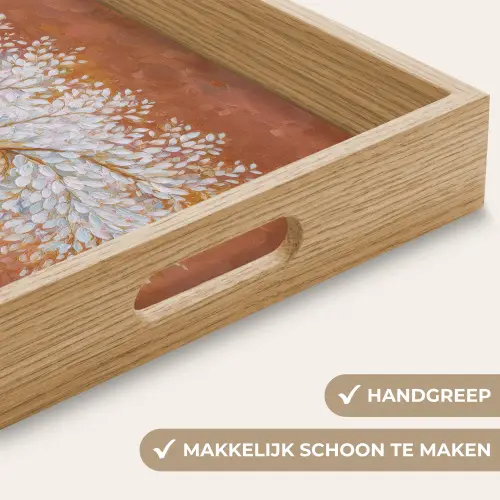 Abstract - Boom - Wit - Bladeren Dienblad Rechthoek middel -USP_HandgreepNL